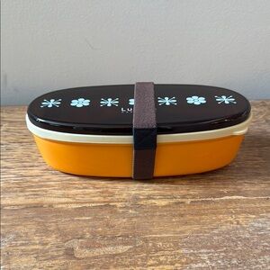 Skater Made in Japan Brown, Orange & White Floral Bento Lunch Box NEW